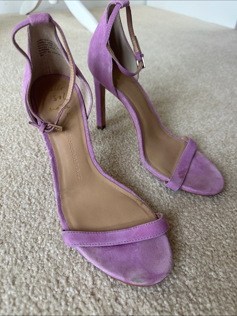 Banana Republic Lavender Suede Ankle-Strap Stiletto Heels